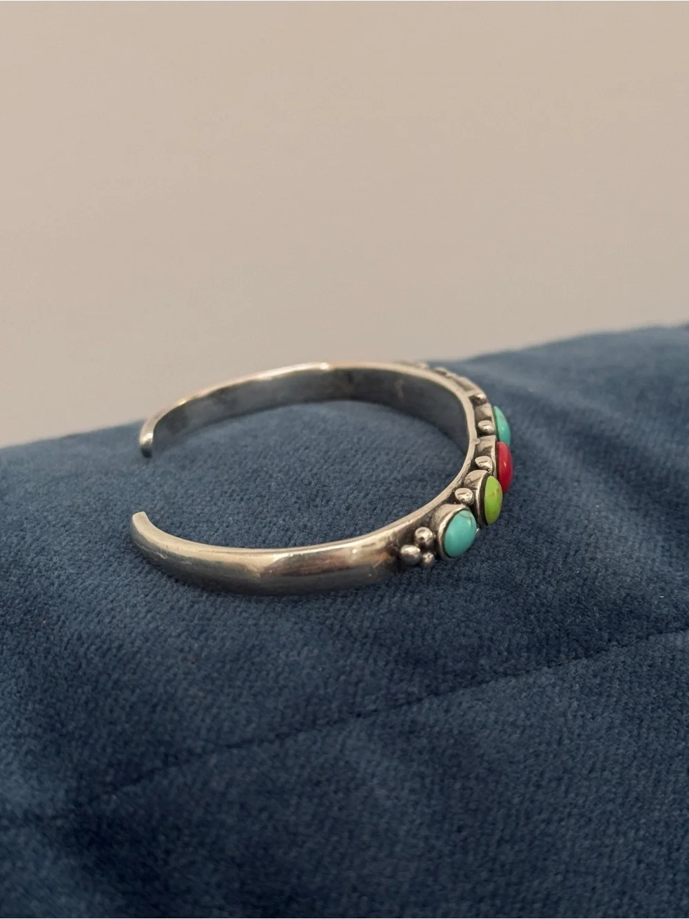 Vintage 925 Sterling‎ Silver Multi-Stone Cuff Bracelet